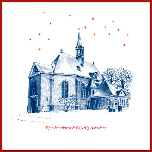 Kerstkaart Dorpskerk Bloemendaal, tekening