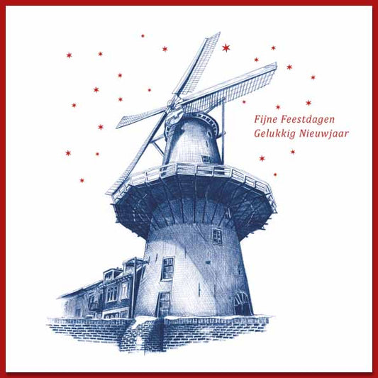 kerstkaart Gouda Molen de Roode Leeuw