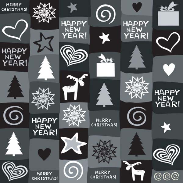 Kerstkaart met goed doel Make-a-Wish, grappige kerst-illustraties in zwart en grijstinten.