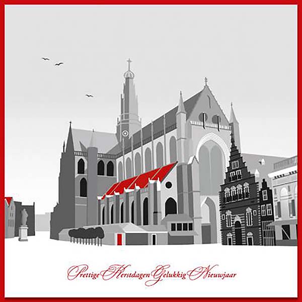 Kerstkaart haarlem Grote of st bavokerk