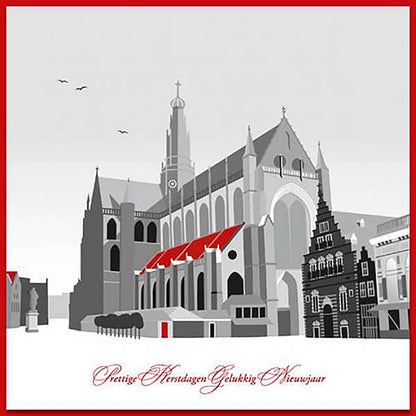 Kerstkaart haarlem Grote of st bavokerk