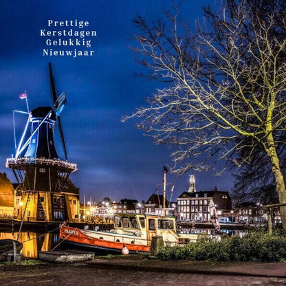 kerstkaart Haarlem Molen Adriaan aan Spaarne