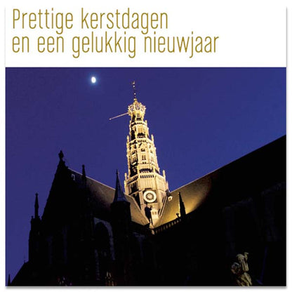 Kerstkaarten Haarlem Bavokerk in maanlicht