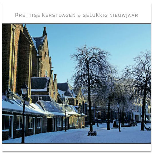 Kerstkaart van Haarlem, Bavokerk in de sneeuw