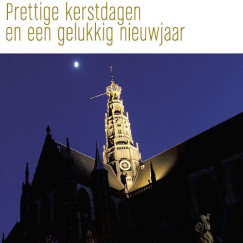 Haarlemse kerstkaart foto toren Grote of St. Bavokerk