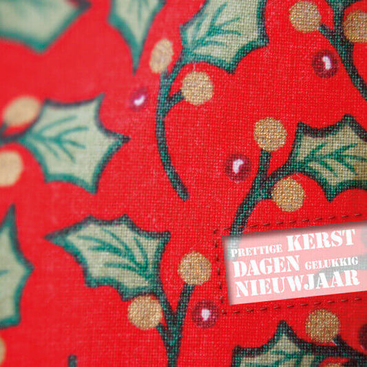 Kerstkaart met Hulst blaadjes