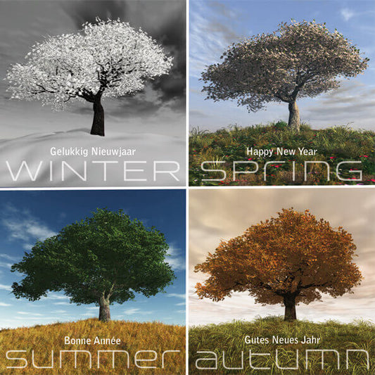 Nieuwjaarskaart jaargetijden, seizoenen