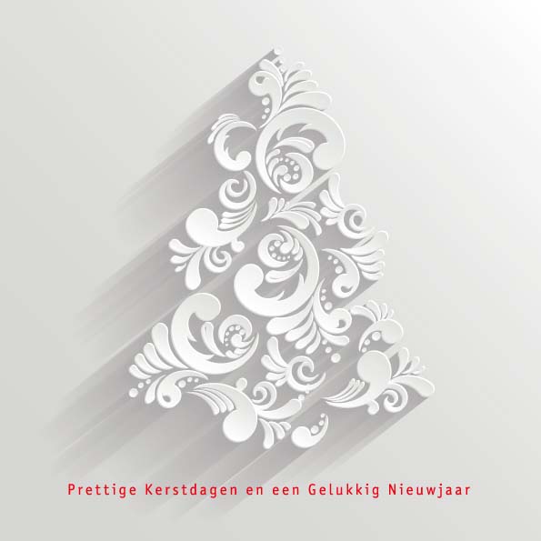 Kerstkaart met kerstboom van papieren ornamenten