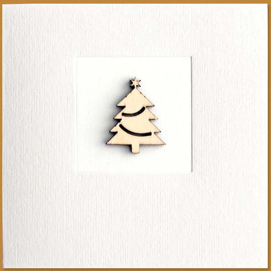 Kerstkaart kerstboom van hout