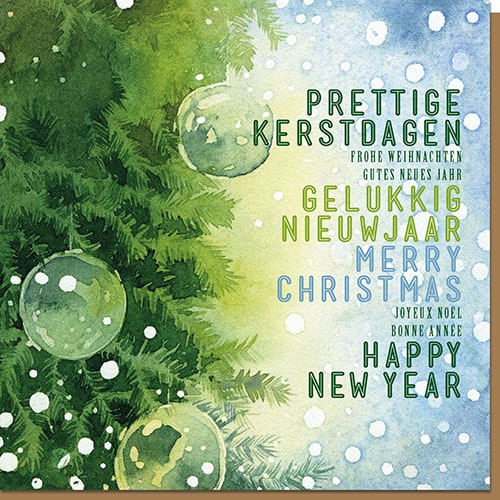 Kerstkaart kerstsfeer in groen, kunst aquarel
