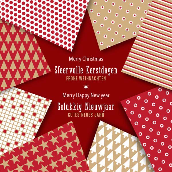 Kerstkaart kerstster kerstpatronen rood goud