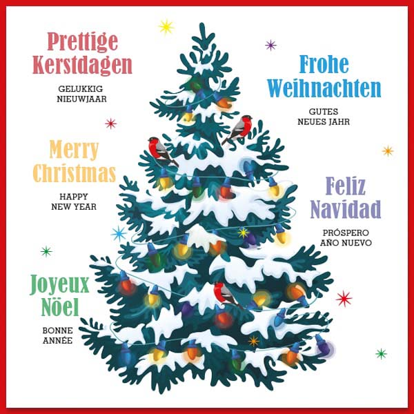 Kerstkaart sfeervolle stralende kerstlichtjes in boom
