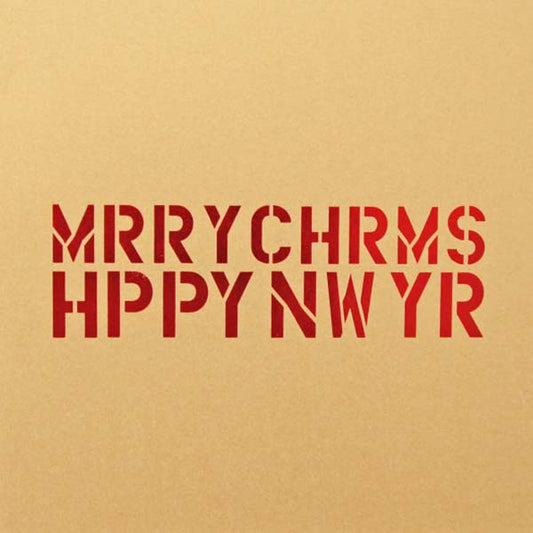 kerstkaart rood op goud, merry christmas happy new year.