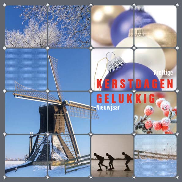 Kerstkaart Hollandse winterbeeld, schaatsen