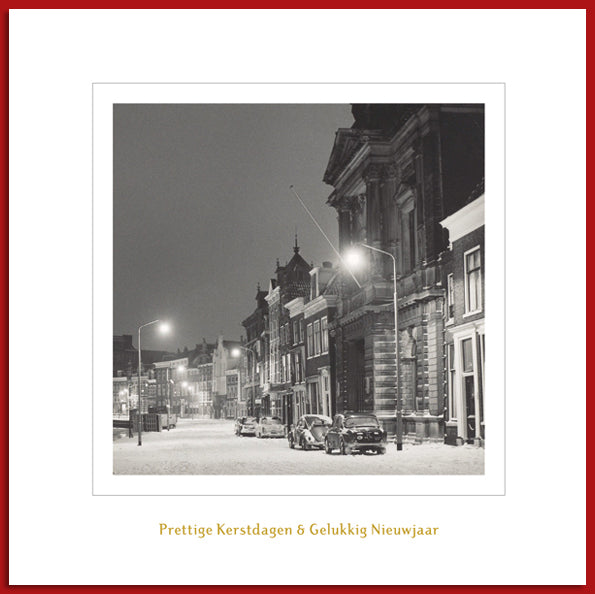 Haarlemse kerstkaart met oude foto van Teylers Museum.