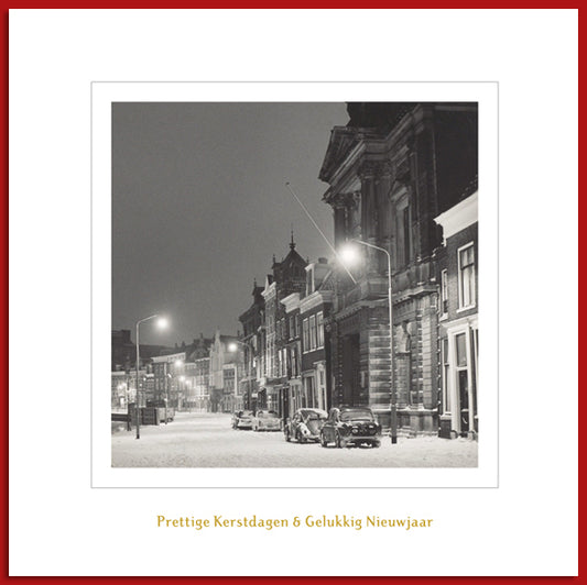 Haarlemse kerstkaart met oude foto van Teylers Museum.