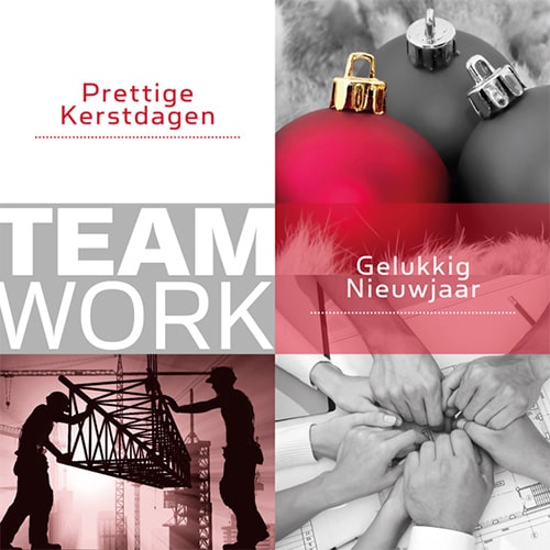 Kerstkaart Teamwork voor bouwbedrijf