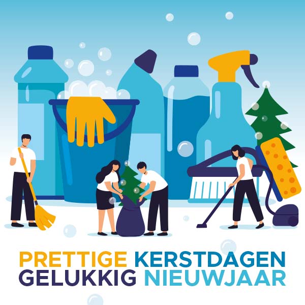 Kerstkaarten schoonmaak branche, mensenwerk