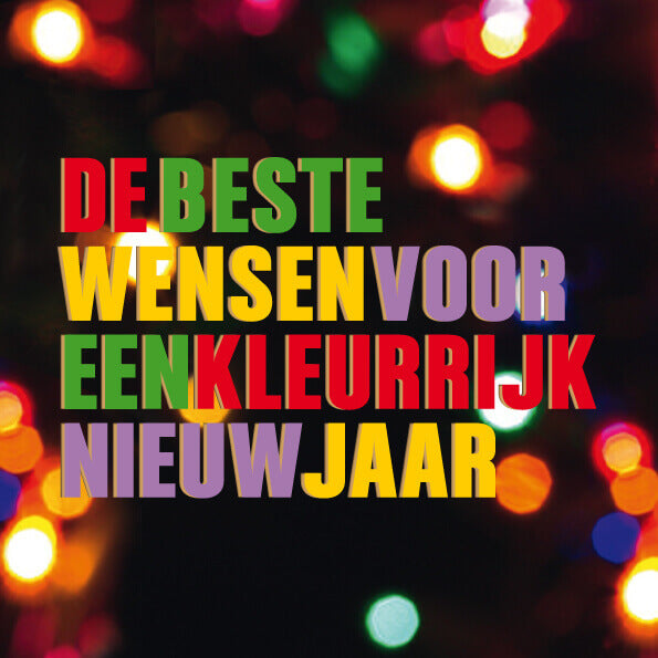 Nieuwjaarskaart vrolijk en kleurrijk