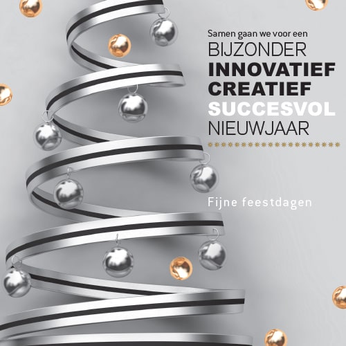 Nieuwjaarskaart Metaal in zilver en goud: innovatief en creatief