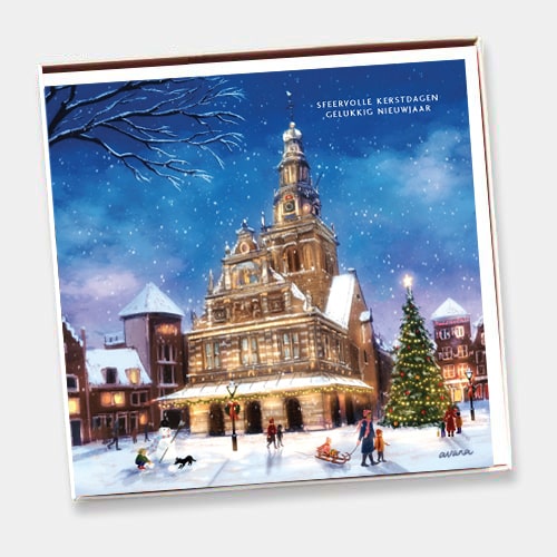 Kerstkaarten Alkmaar, getekend in romantisch kerstsfeer (6ex)