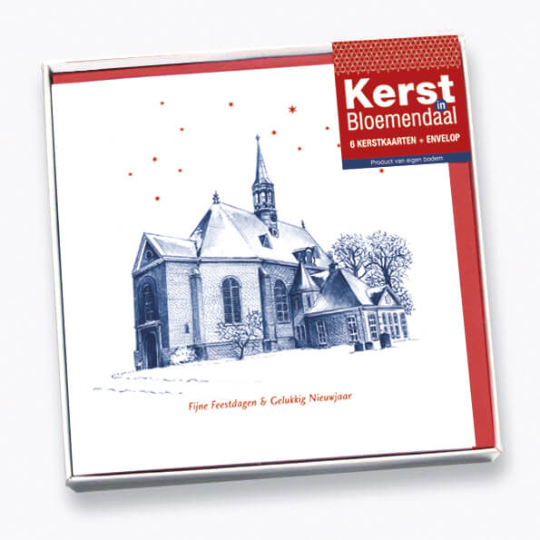 kerstkaarten set Bloemendaal Overveen, dorpskerk en station