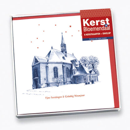 kerstkaarten set Bloemendaal Overveen, dorpskerk en station
