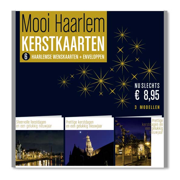 kerstverpakking met 6 sfeervolle Haarlemse kerstkaarten en enveloppen