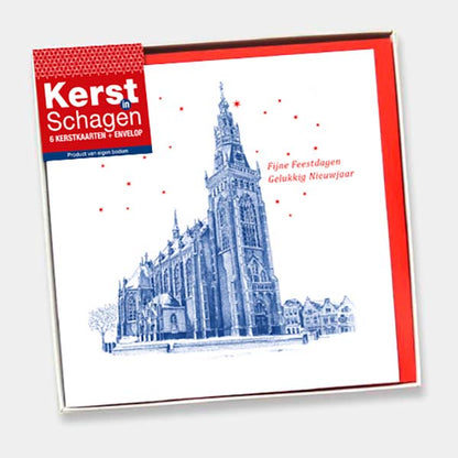 kerstkaarten set Schagen, 6 kerstkaarten met envelop