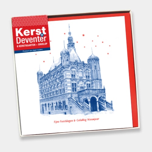 Kerstkaarten Deventer, set van 6 luxe kaarten met envelop