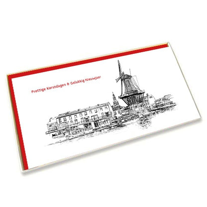 kerstkaarten set Haarlem, tekening molen de Adriaan