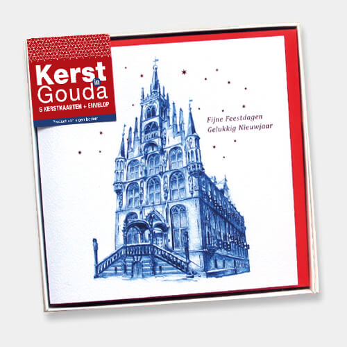 Kerstkaarten set Gouda, 6 kaarten en enveloppen