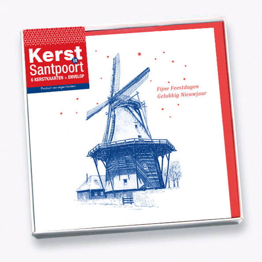 Kerstkaarten set Santpoort, 6 kaarten en enveloppen