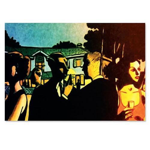 Kunstkaarten tekening feest in buitenlucht