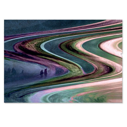 Kunstkaart landschap met wandelaars