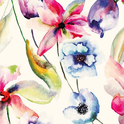 Kunstkaart met bloemen in paars blauw