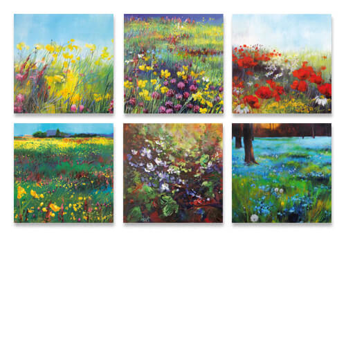 Kunstkaarten wilde bloemen, schilderkunst