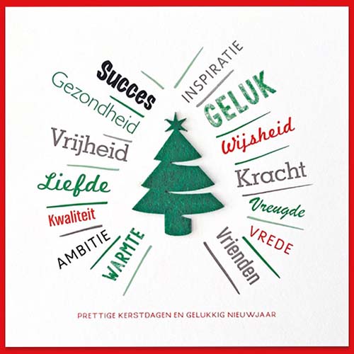 Kerstkaarten inspirerende kerstwensen groene kerstboom vilt