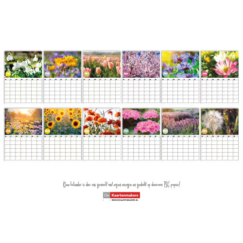 Jaarkalender 2026 Bloemen overzicht