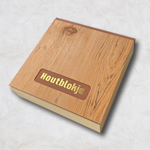 Notitieblokje hout blokje, blanco velletjes