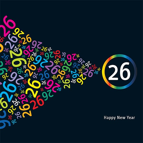 Nieuwjaarskaarten 2025 met regenboog kleuren