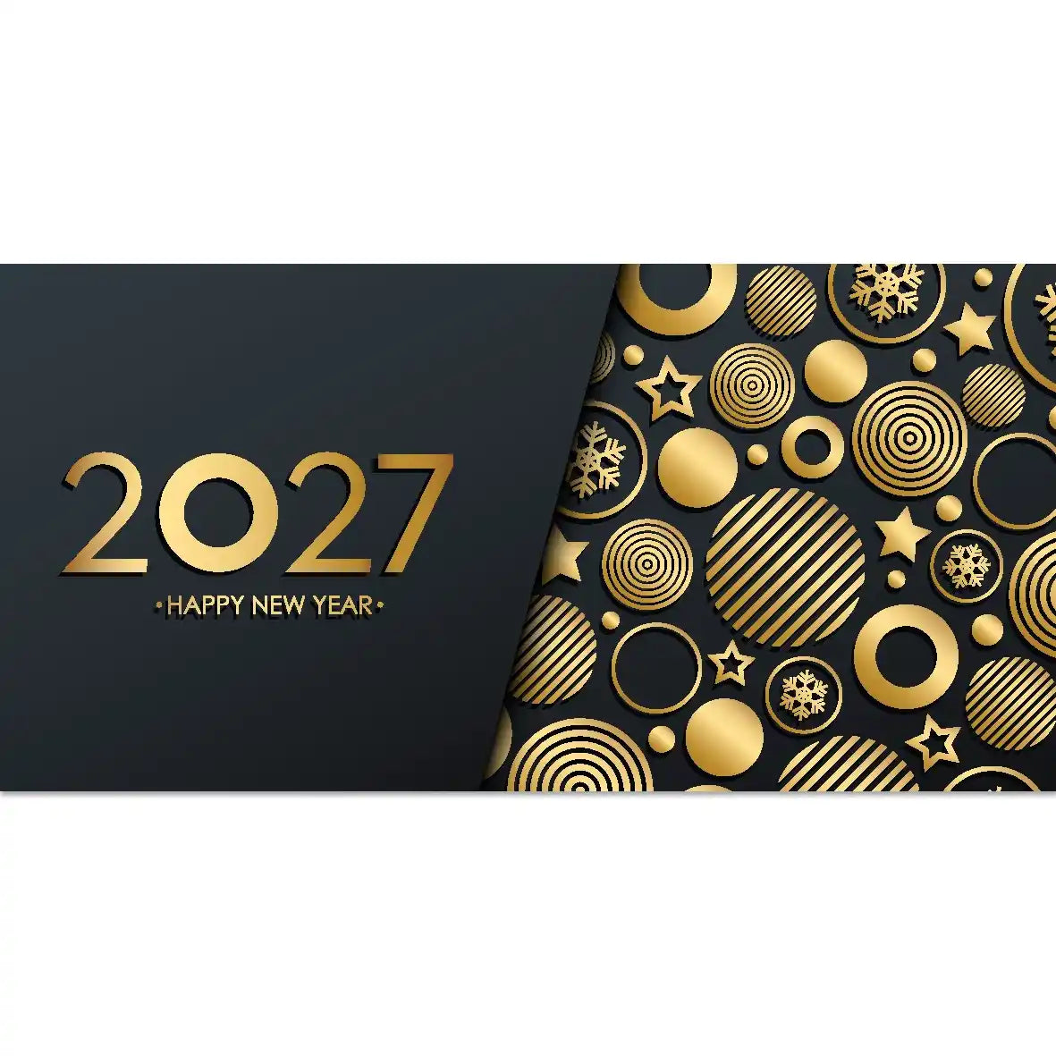 Luxe nieuwjaarskaarten 2027 stijlvol in goud en zwart modern