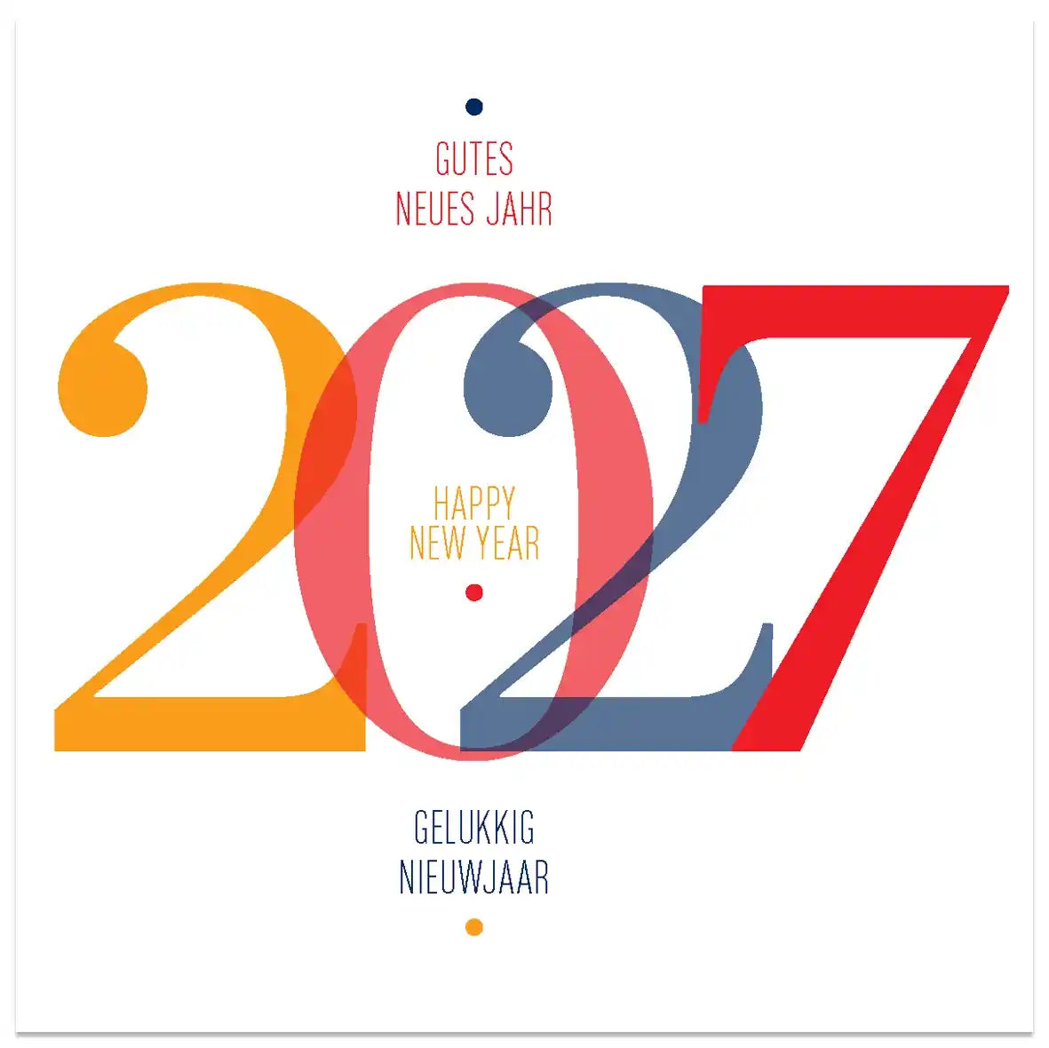 Nieuwjaarskaarten 2027 kleurrijk jaartal cijfers. Mooie klassieke cijfers