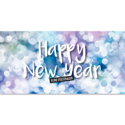 Nieuwjaarskaart liggend, Happy New Year in pasteltinten
