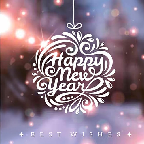 Nieuwjaarskaart Happy New Year, Best wishes