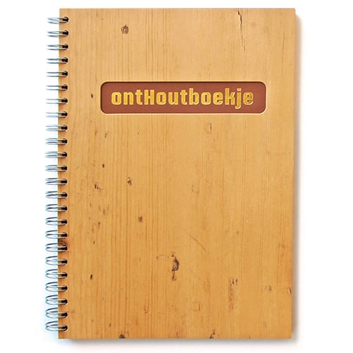 Notitieboek A5 met hout omslag en goudfolie