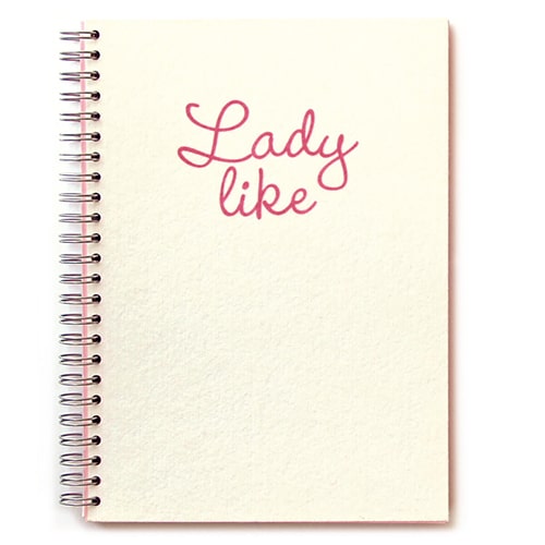 Notitieboek A5, rose en wit zacht karton, lijntjes 