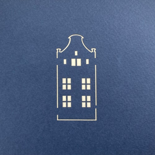 Pop up kaarten huisje in donkerblauw