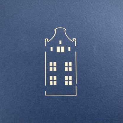 Pop up kaarten huisje in donkerblauw