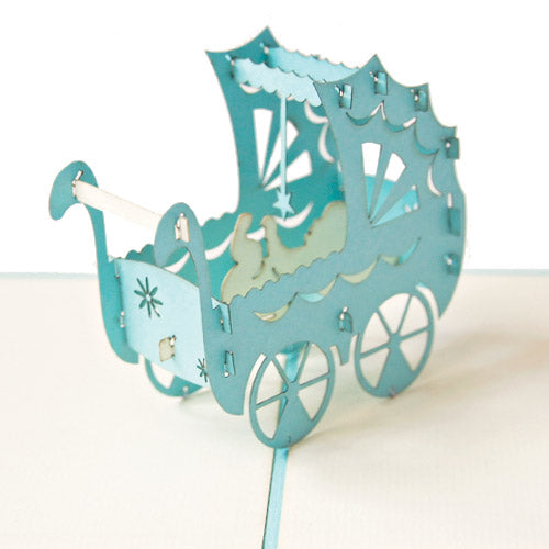 Close-up 3D POP UP wenskaart kinderwagen